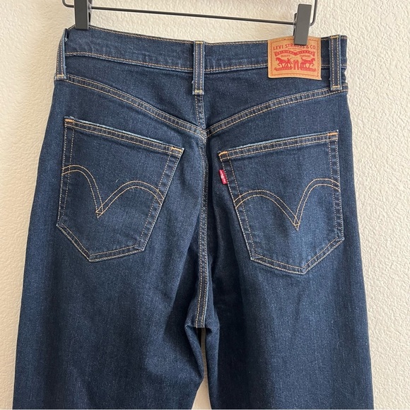 Levis Ribcage Straight Ankle Dark Wash Distressed Jeans Size 29 - Picture 7 of 10